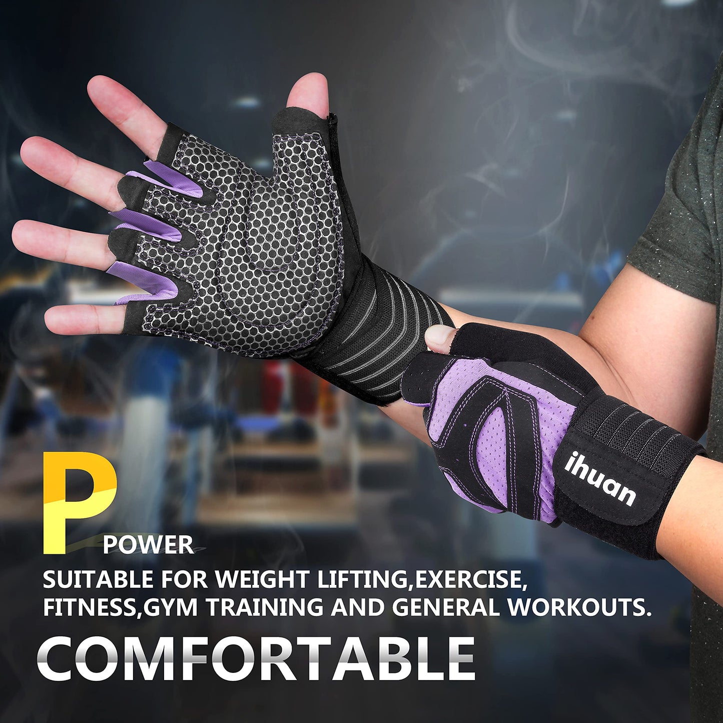 Ventilated Weight Lifting Gloves for Men and Women, Full Palm Protection with Wrist Wrap Support for Gym, Fitness, and Pull Ups